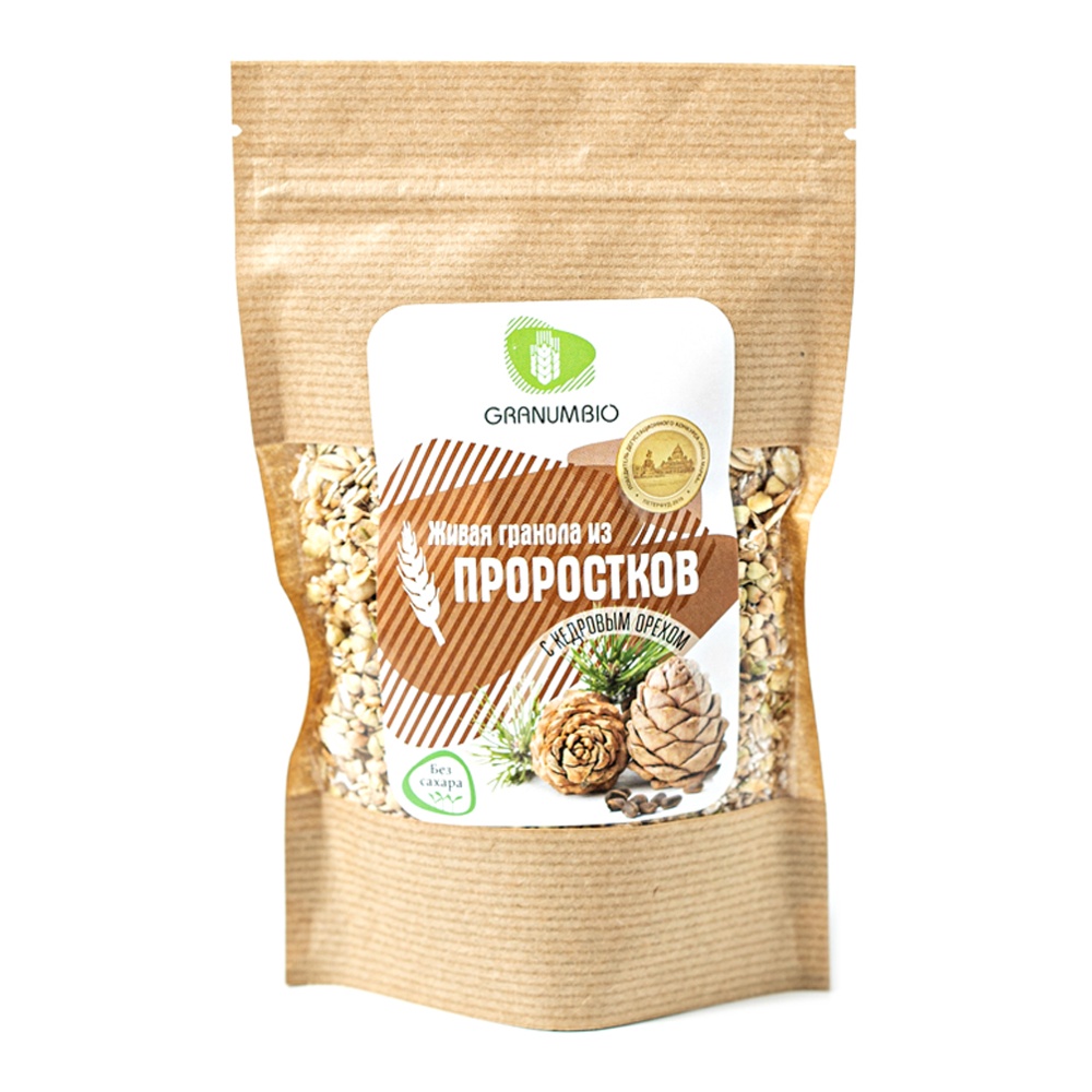 Проростки ГранумБио Живая гранола Кедровый орех 130г