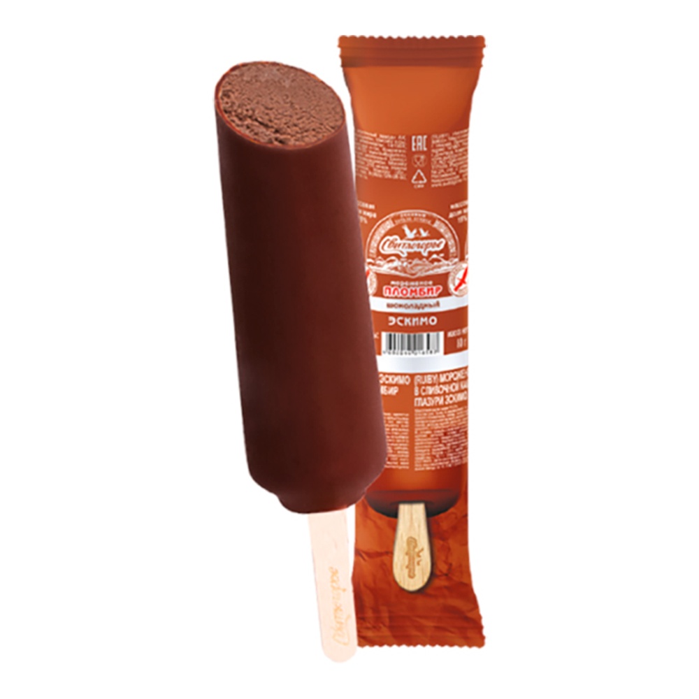 Мороженое Свитлогорье Пломбир шоколадный в глазури 15% 80г эскимо