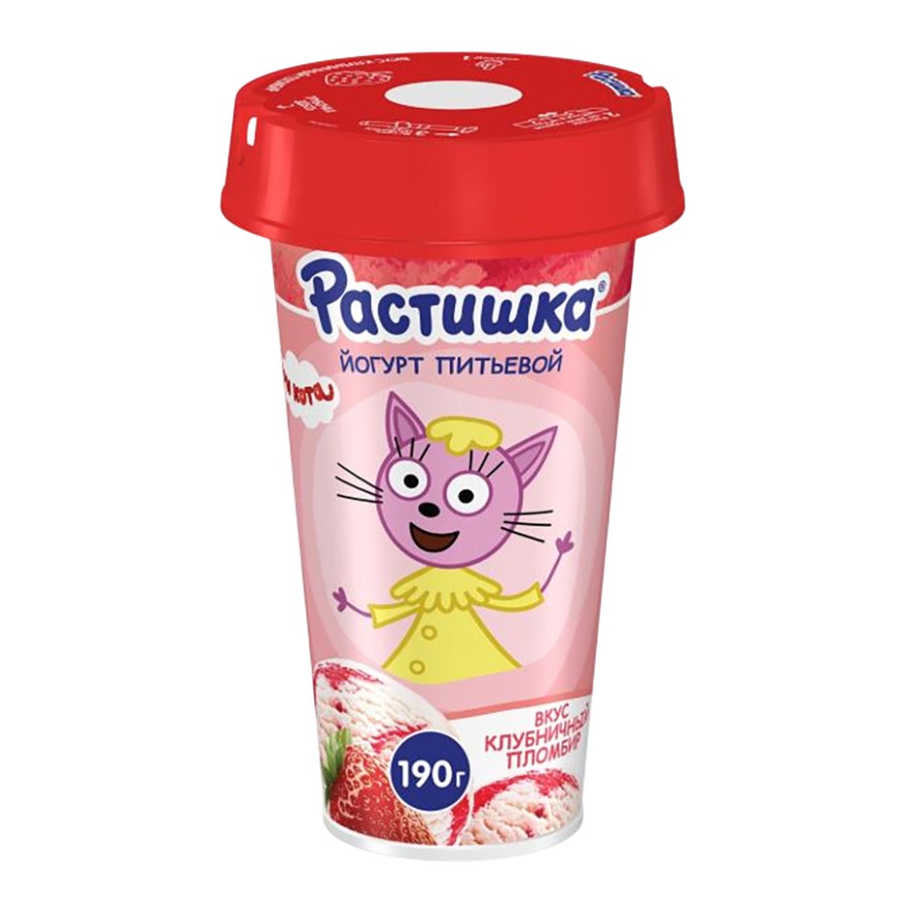 Йогурт питьевой Данон Растишка 2,8% 190г клубничный пломбир