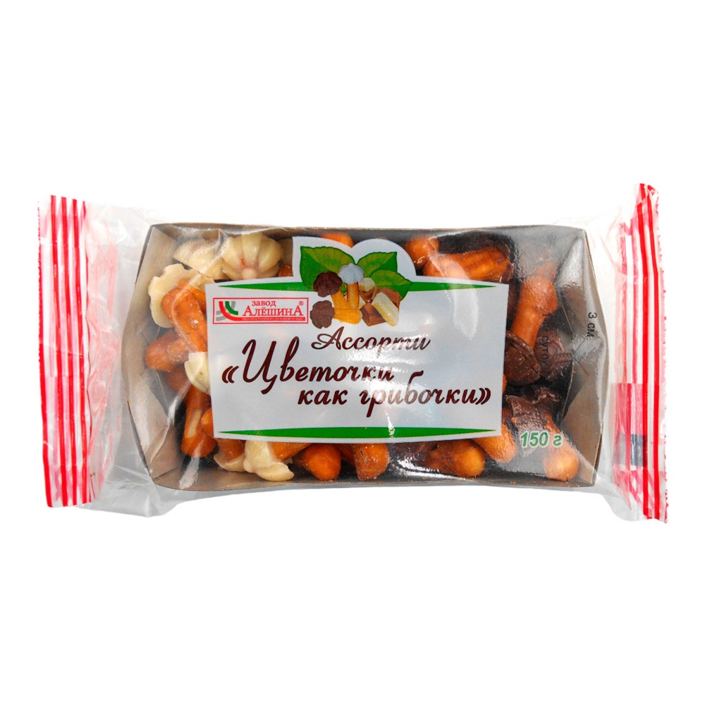 Изделие х/б Завод Алешина Ассорти цветочки как грибочки в темной и белой глазури 150г; 12