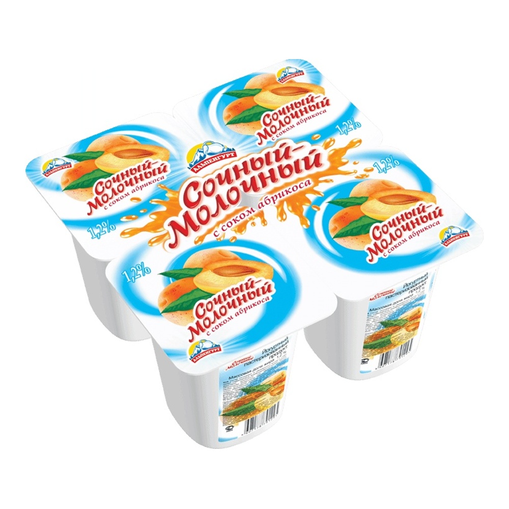 Продукт йогуртный Альпенгурт Сочный-молочный 1,2% 95г абрикос-манго; 24
