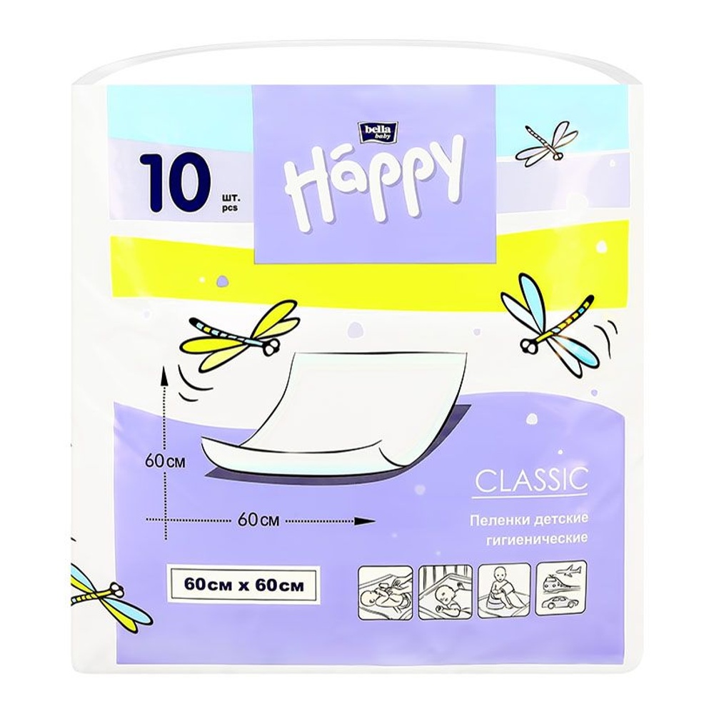Пеленки Белла Беби Хеппи Классик 60*60см 10шт; 24