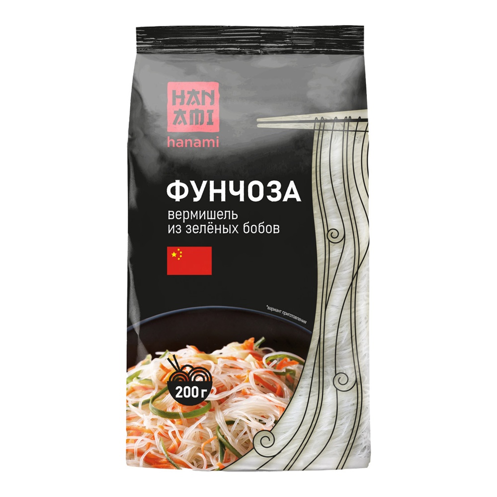 Фунчоза Ханами эконом вермишель из зеленых бобов 200г; 30