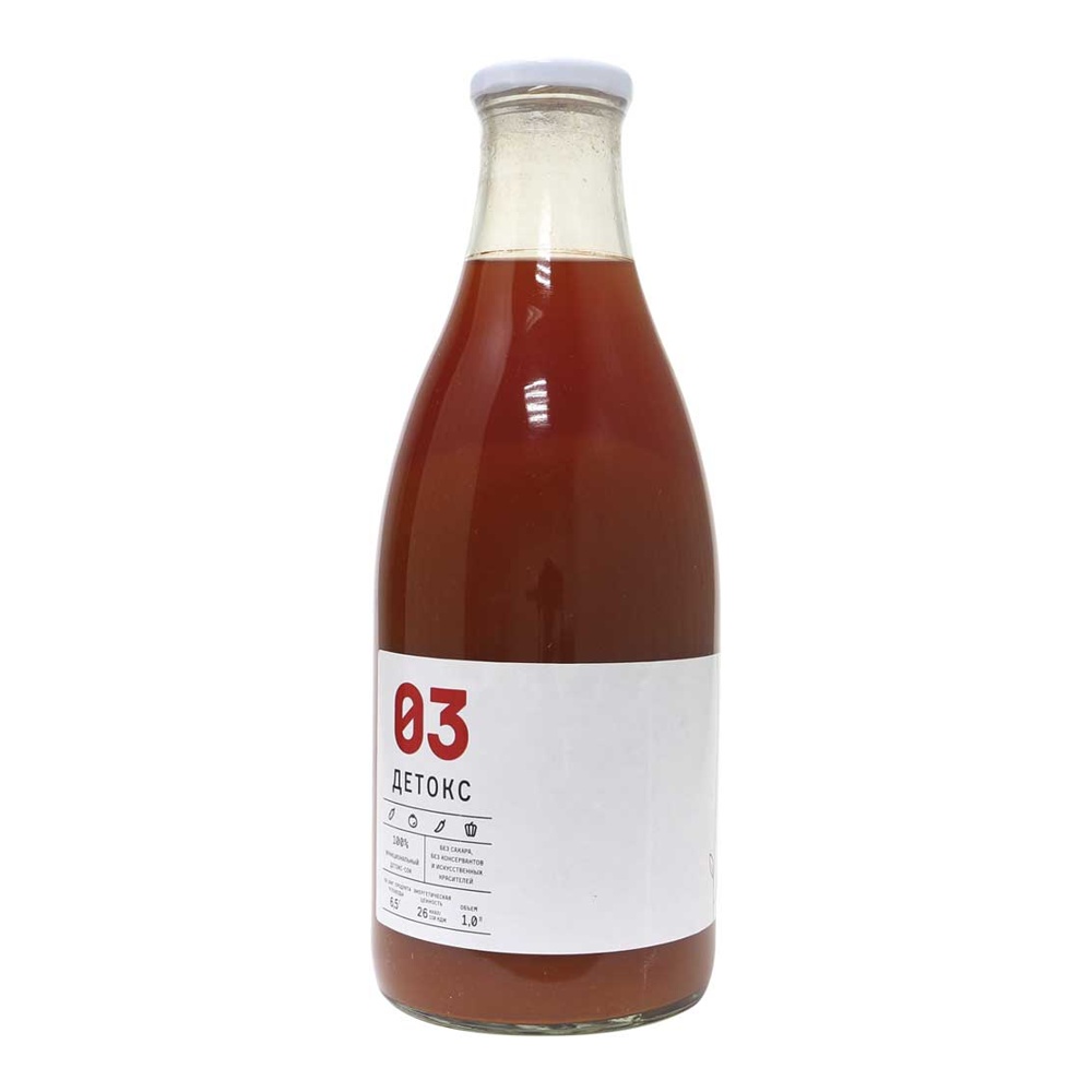 Сок Детокс 03 1л Мультиовощной огурец, томат, перец чили, сладкий перец, экстракты трав; 6