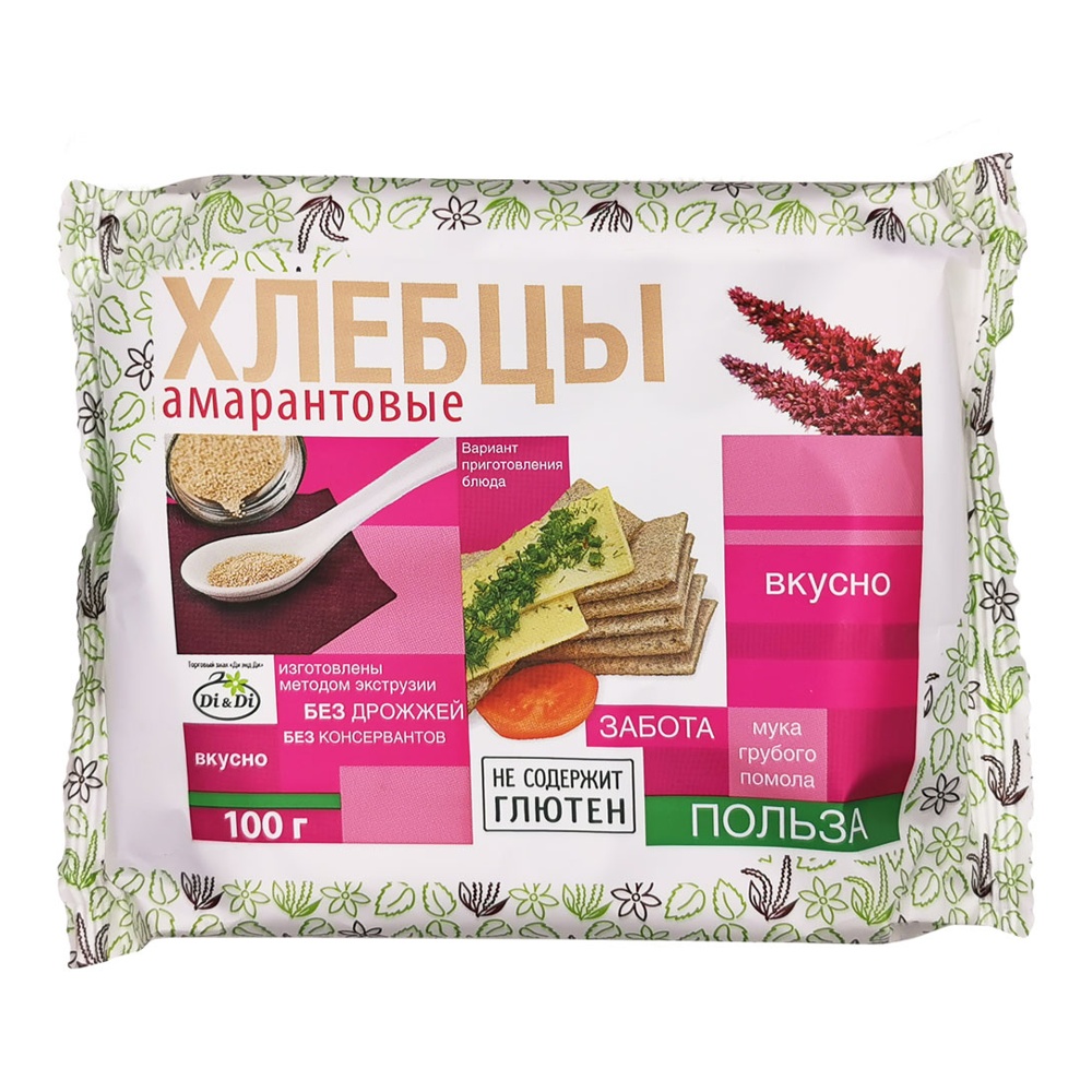 Хлебцы Ди энд Ди амарантовые без глютена 100г; 12
