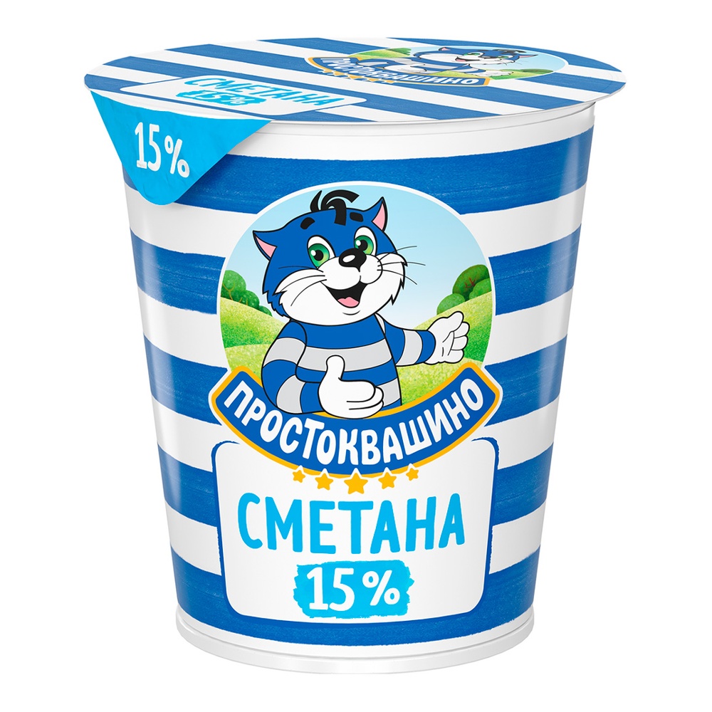 Сметана Простоквашино 15% 300г пл/ст; 12