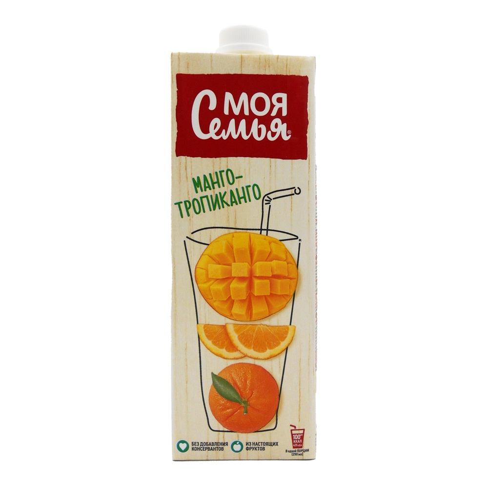 Напиток сокосодержащий Моя Семья 0,95л Манго–Тропиканго Апельсин-Мандарин-Манго