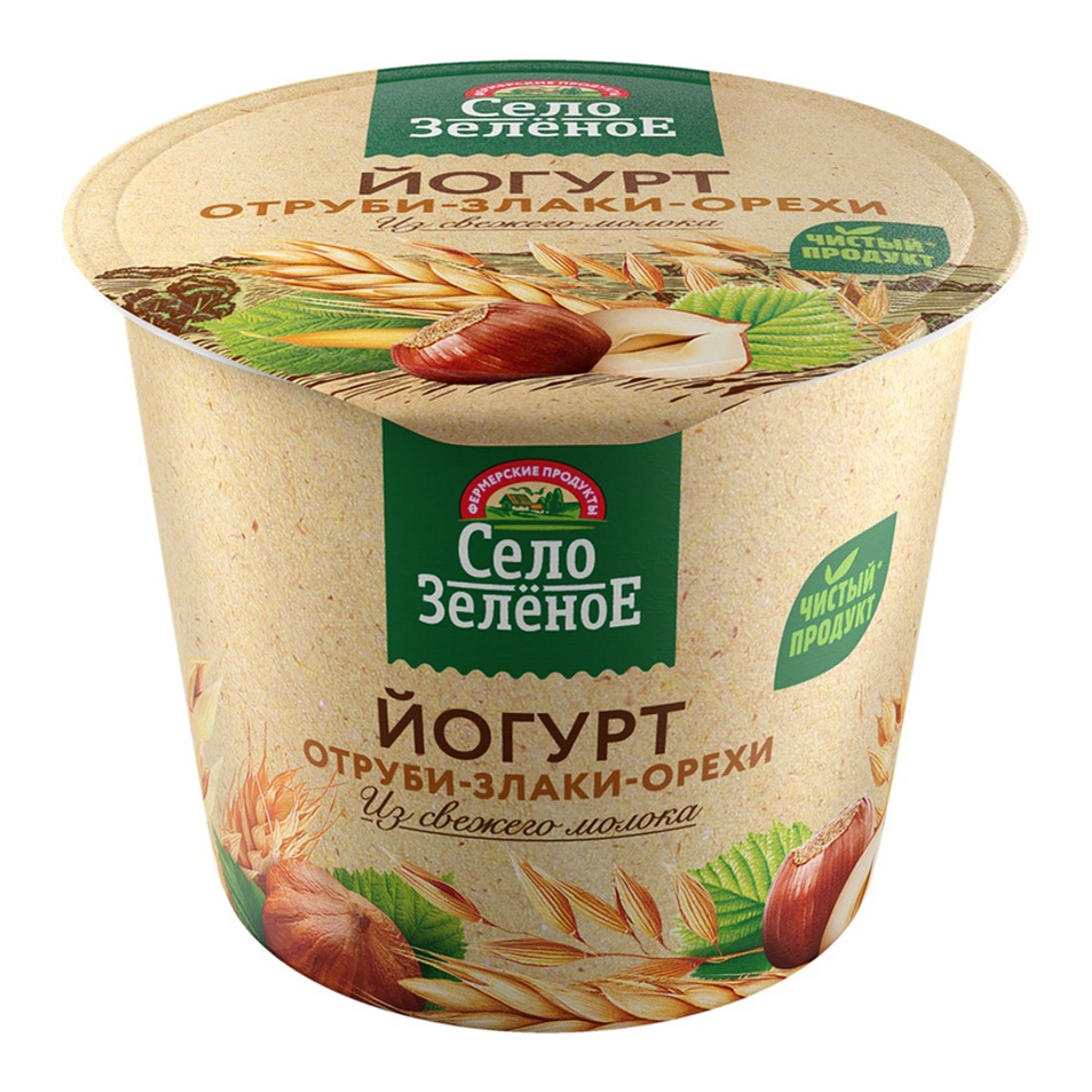 Йогурт Село Зелёное 3,5% 120г отруби-злаки-орехи пл/ст