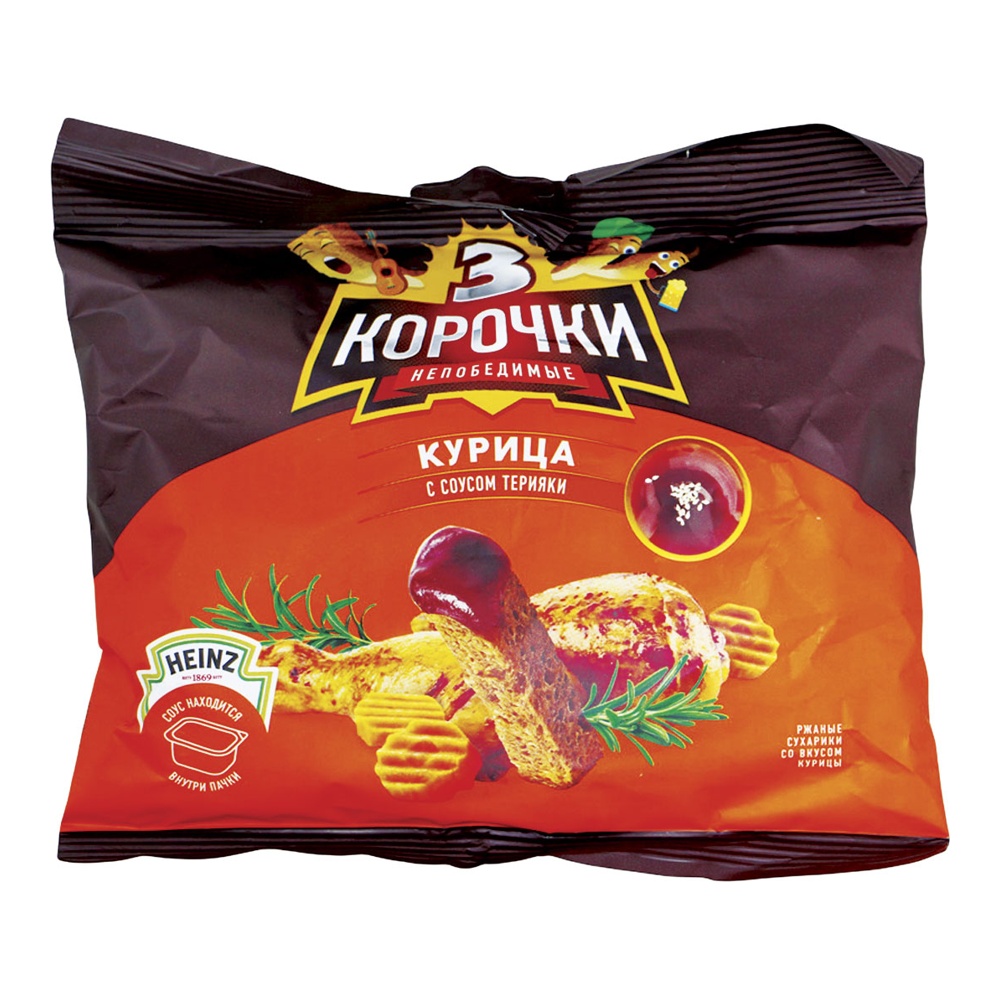 Сухарики Три корочки 60г+25мл Курица с соусом Терияки; 30