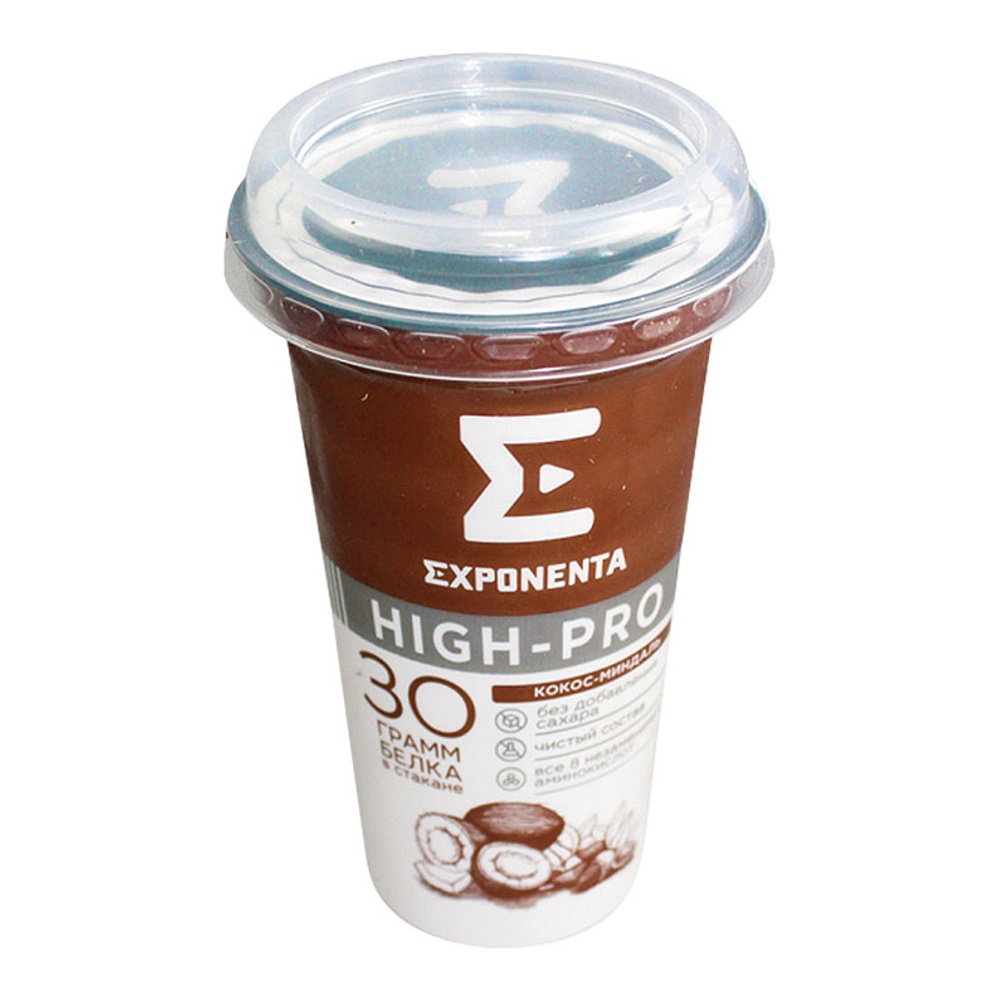 Напиток кисломолочный Экспонента Хай-Про кокос-миндаль с белком 250г; 12