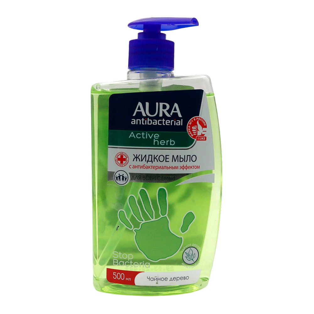 Мыло жидкое Аура Антибактериальное Чайное дерево 500мл; 12