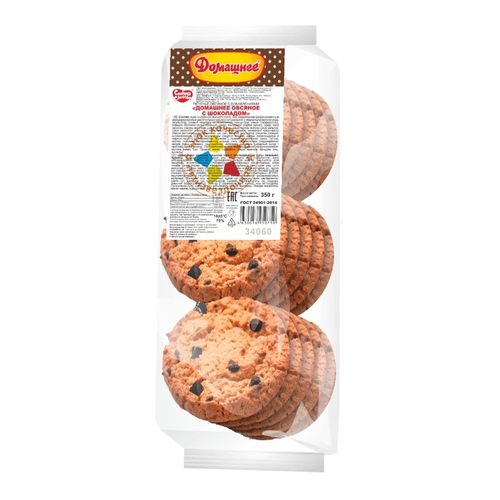Печенье Сладкая слобода Домашнее Овсяное с шоколадом 350г