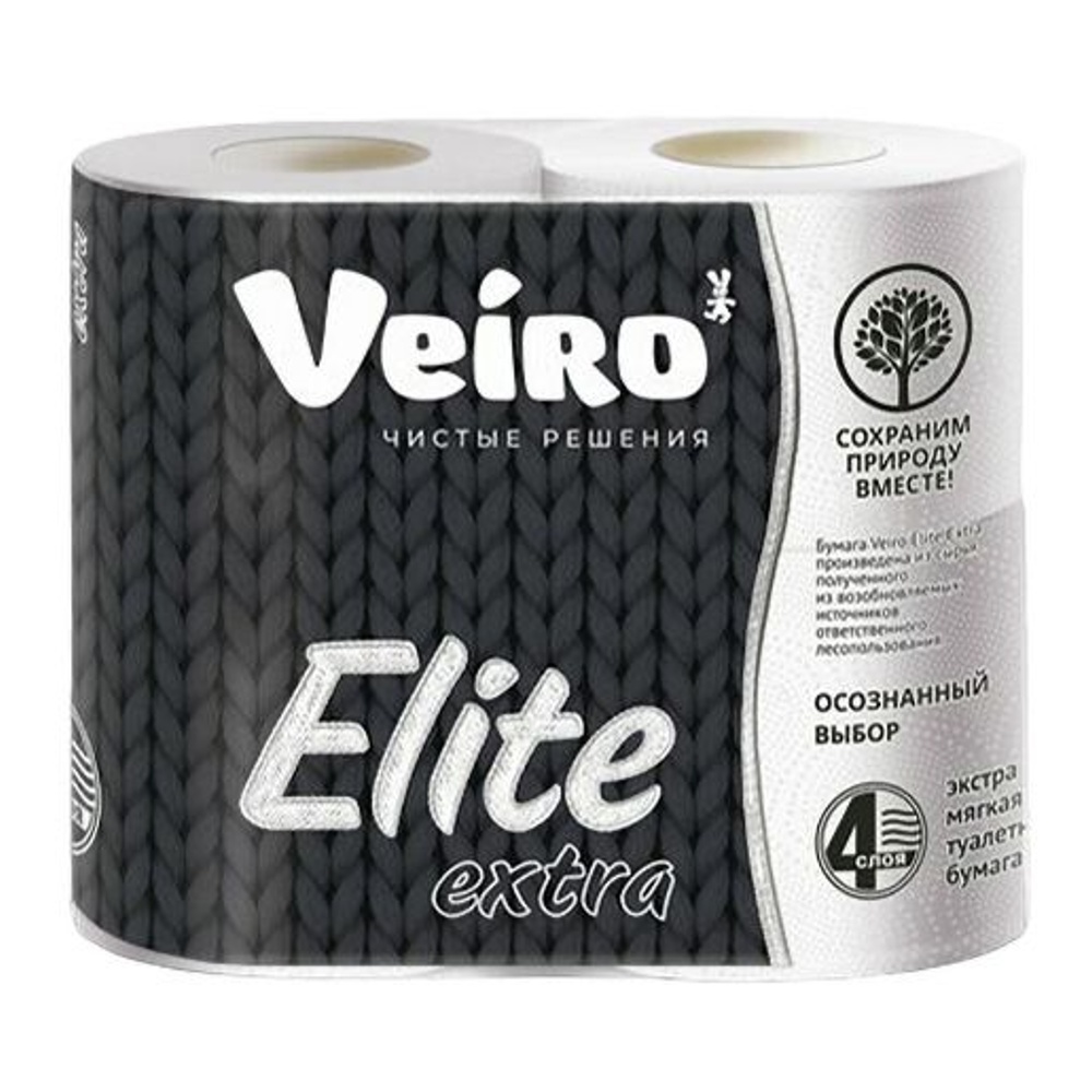 Бумага туалетная Вейро Элит Экстра 4сл 4шт Белая; 10