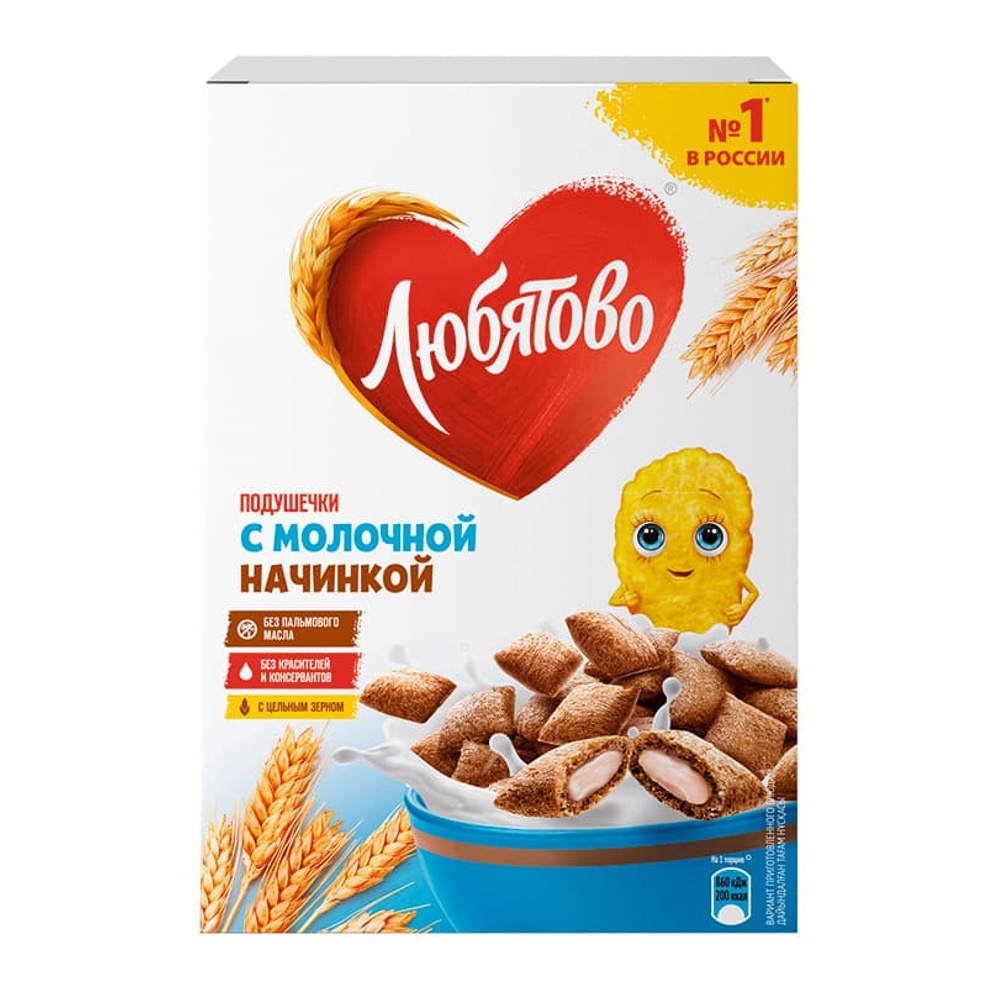 Завтрак сухой Любятово Подушечки с молочной начинкой 220г; 8