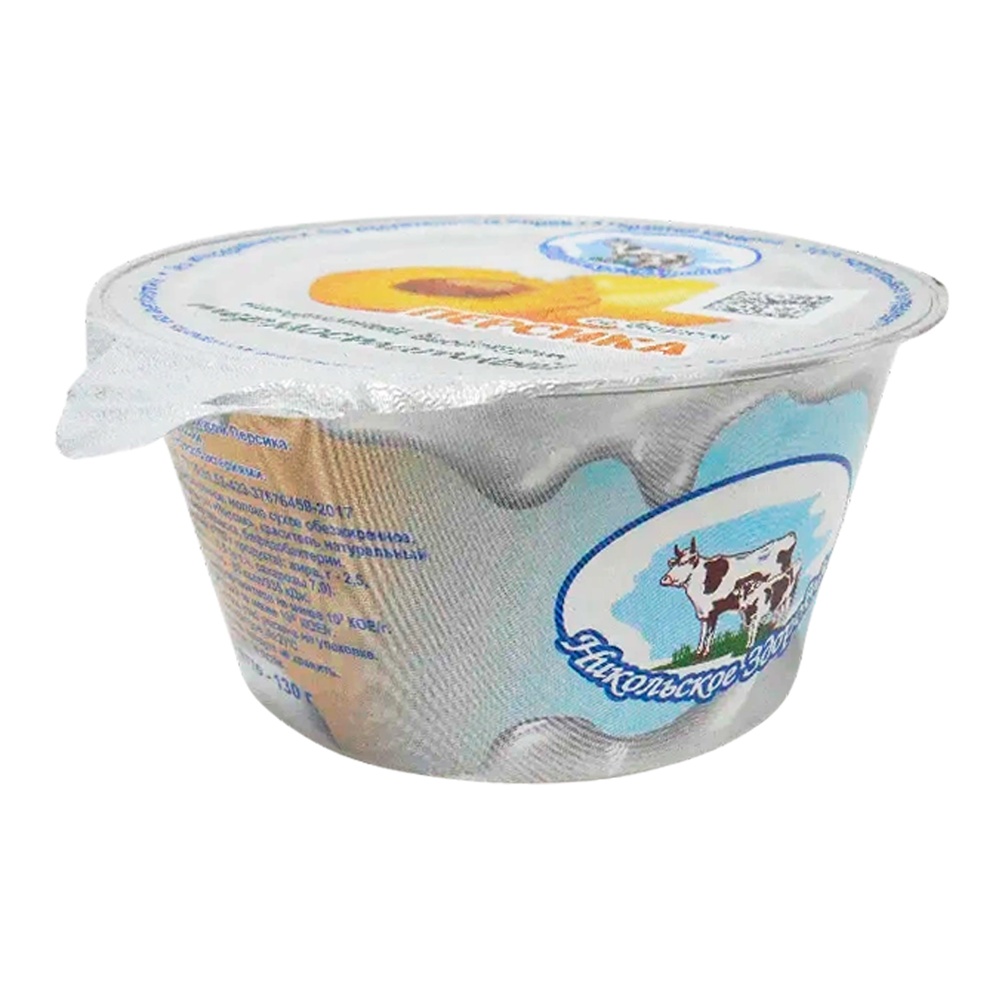 Биойогурт Никольское здоровье термостатный 2,5% 130г персик пл/ст; 12