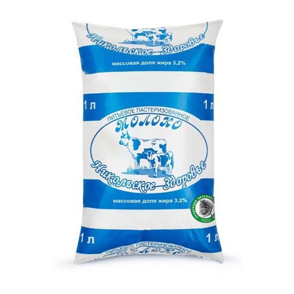 Молоко Никольское здоровье 3,2% 1л п/п пастеризованное; 25