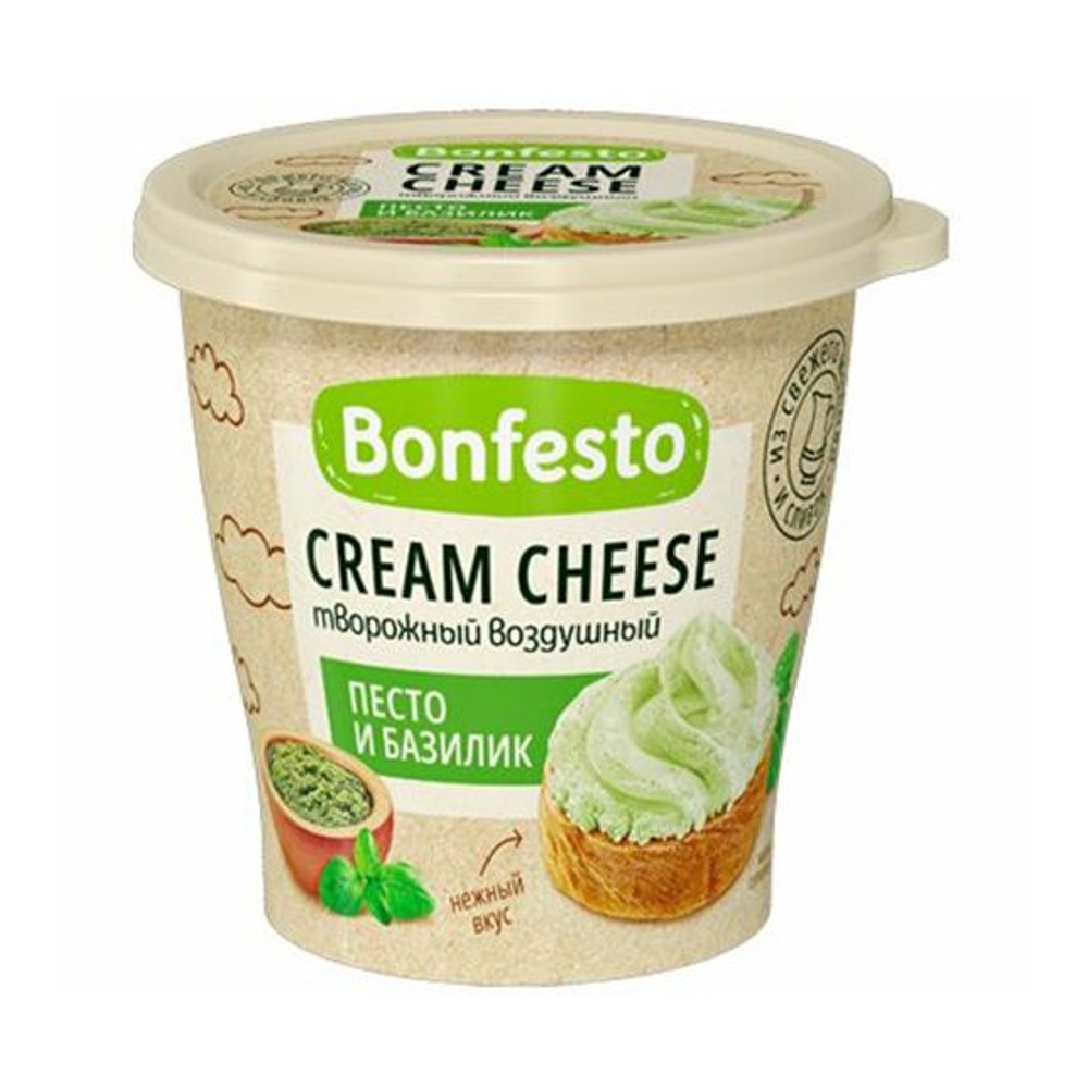 Сыр Кремчиз Бонфесто творожный воздушный Песто и Базилик 65% 125г пл/ст; 8