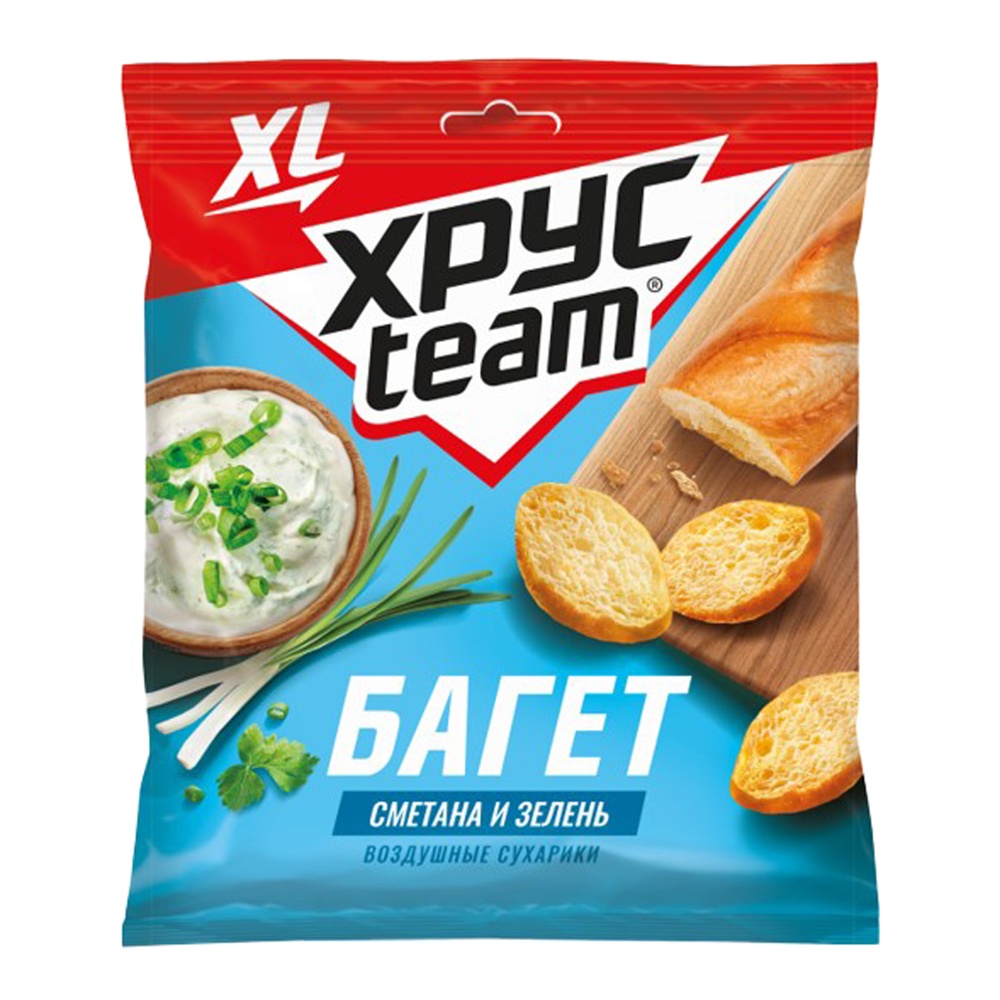 Сухарики Хрустим Багет 100г Сметана и Зелень