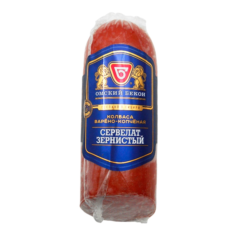Сервелат Зернистый в/к 350г в/у Омский бекон