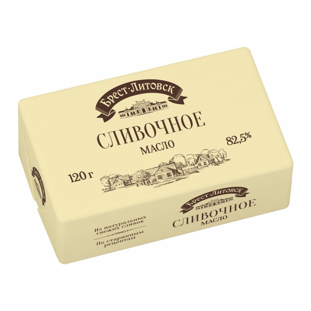 Масло Брест-Литовск сладко-сливочное несоленое в/с 82,5% 120г; 10