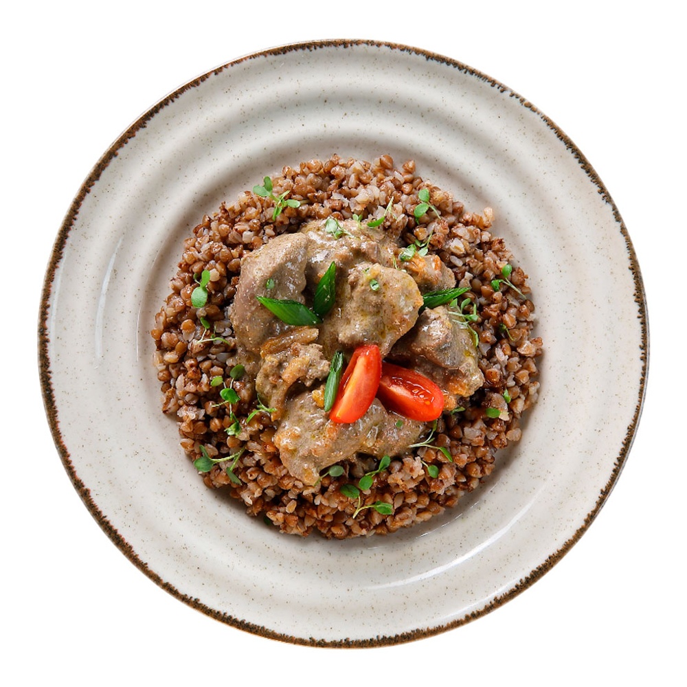 Набор №62 Печень куриная в сметанном соусе с кашей гречневой 200г контейнер Командор