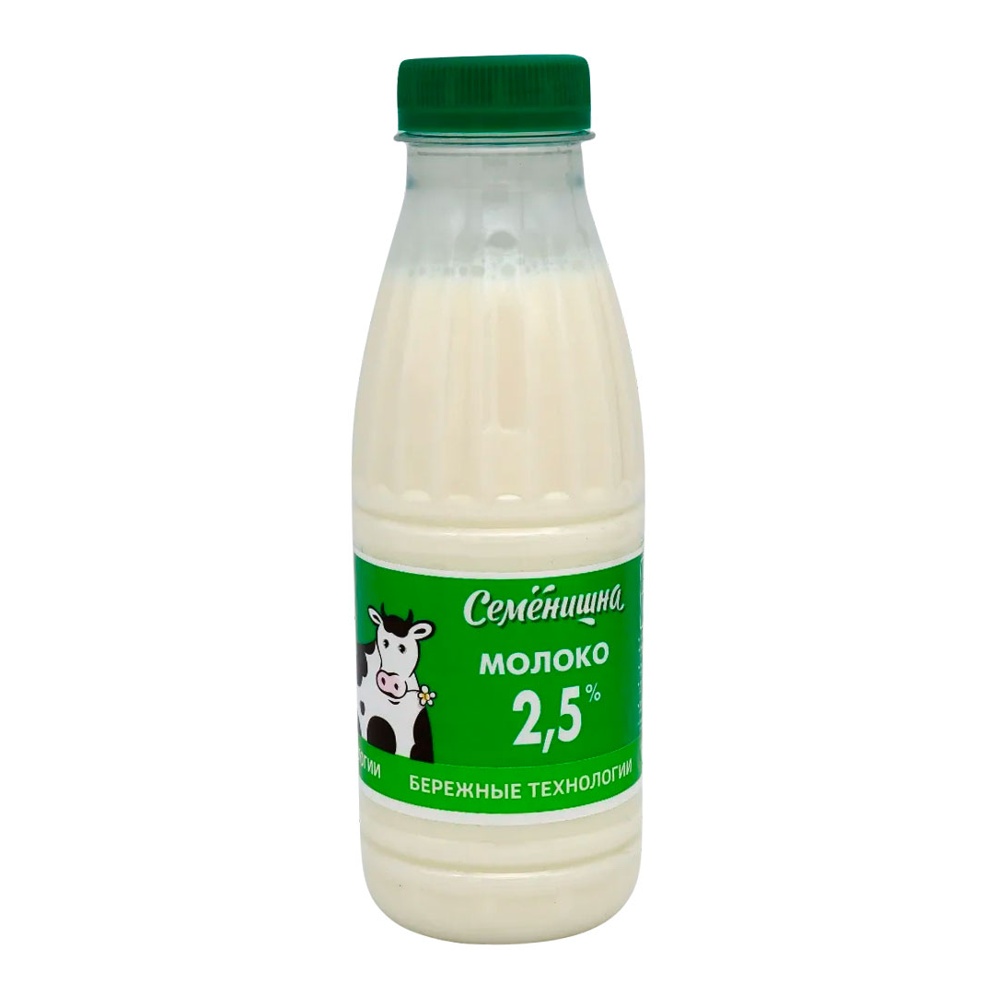 Молоко Семенишна 2,5% 400мл пл/б