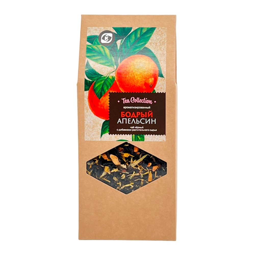 Чай Командор Бодрый апельсин черный ароматизированный с растительными добавками 50г