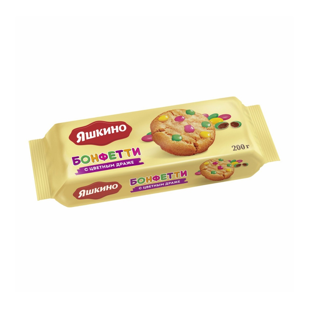 Печенье Яшкино Бонфетти с цветным драже сдобное 200г; 16