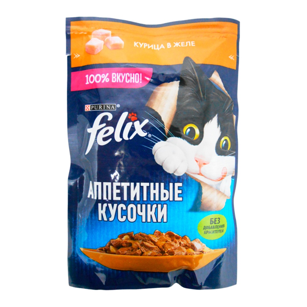 Корм для кошек Феликс Аппетитные кусочки с курицей в желе 75г
