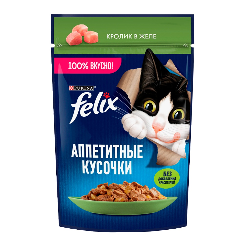 Корм для кошек Феликс Аппетитные кусочки с кроликом в желе 75г