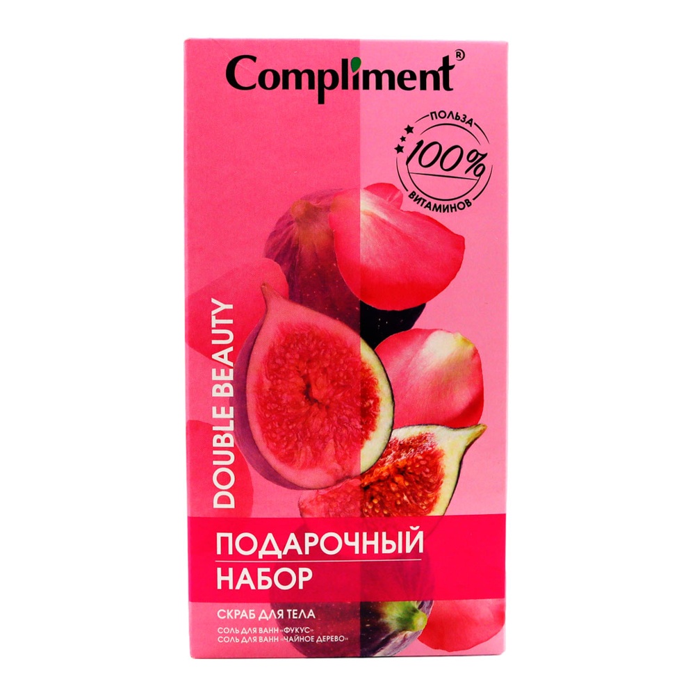 Набор Комплимент 1831 Дабл Бьюти Упругость и тонус скраб д/тела 400мл+соль 100г*2