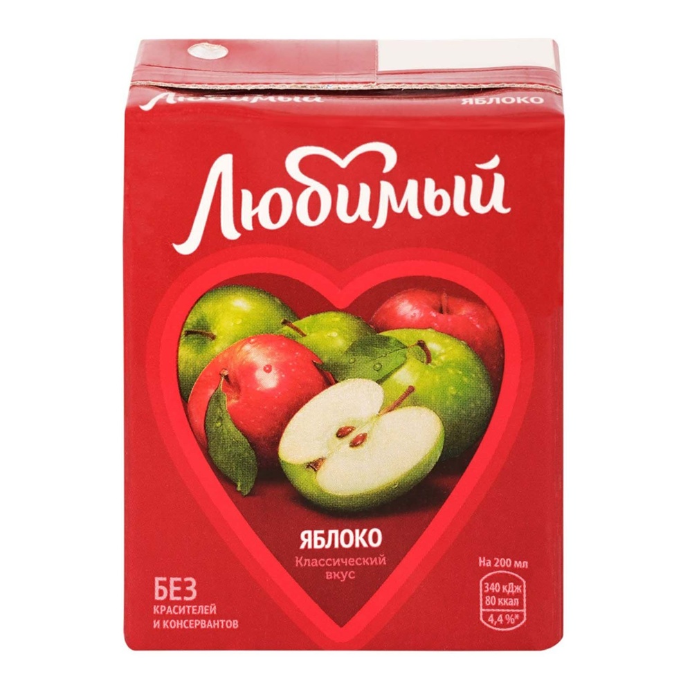 Напиток сокосодержащий Любимый 0,2л Яблоко осветленный; 27