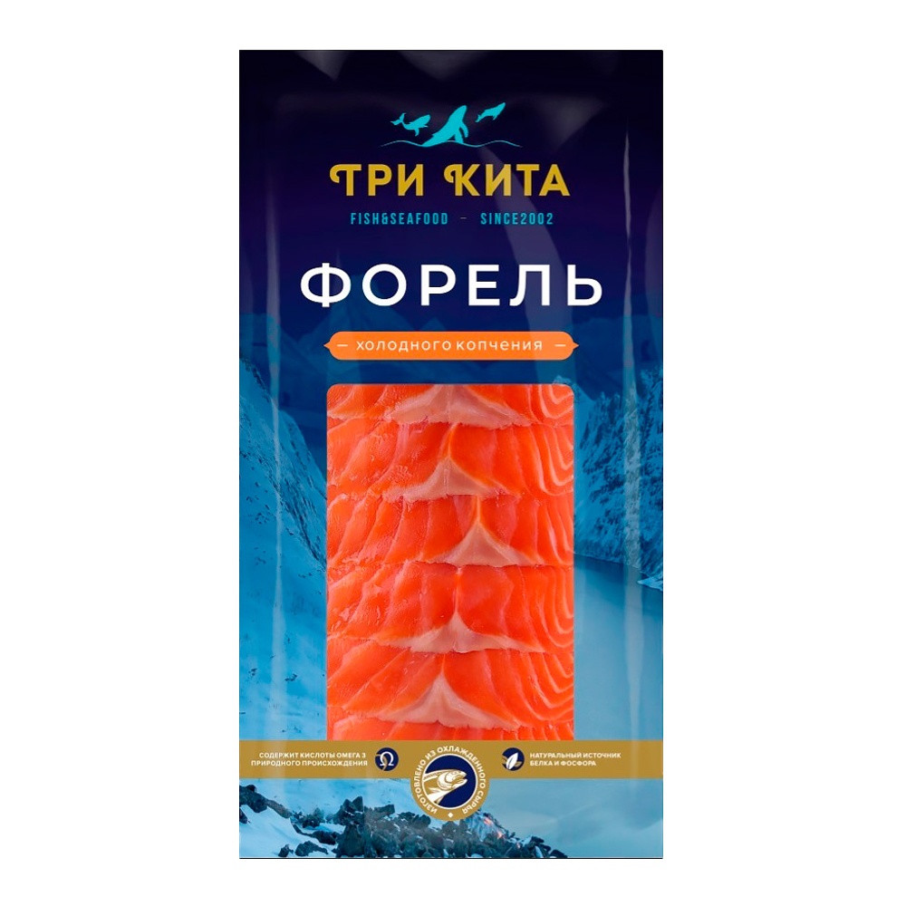Форель радужная Три Кита х/к ломтики 100г в/у