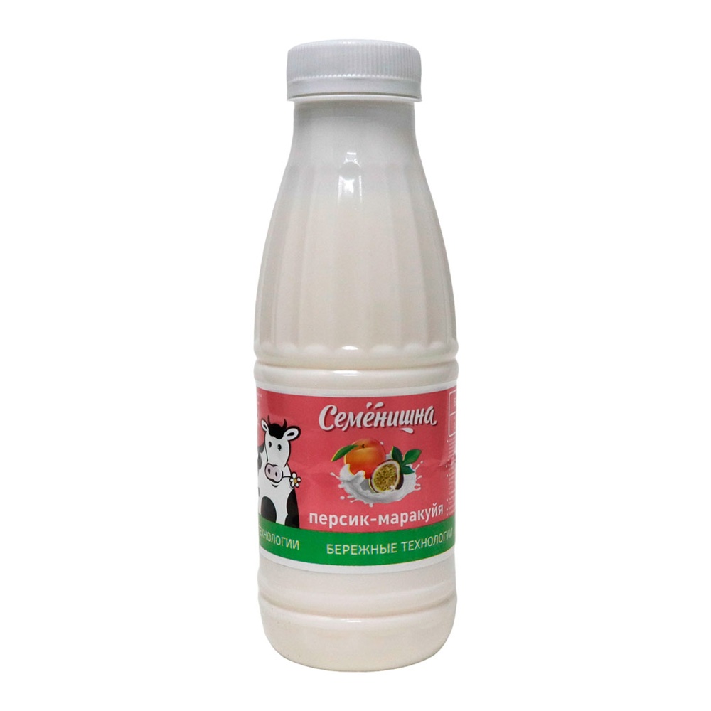 Биойогурт питьевой Семенишна 2,5% 400г персик-маракуйя пл/б