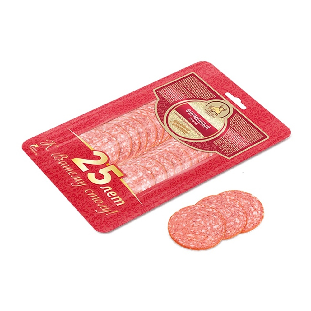 Сервелат Фирменный в/к 100г нарезка, лоток в з/с СПК