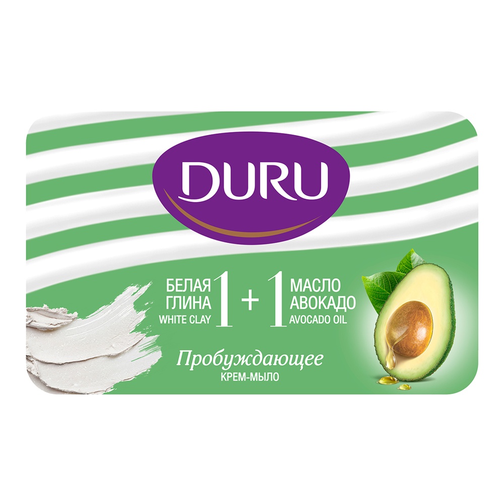 Крем-мыло Дуру 1+1 Белая глина-Масло авокадо Пробуждающее 80г; 6
