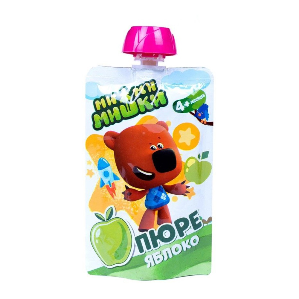 Дет пит Ми-ми-мишки Пюре яблочное с 4мес 90г дой-пак