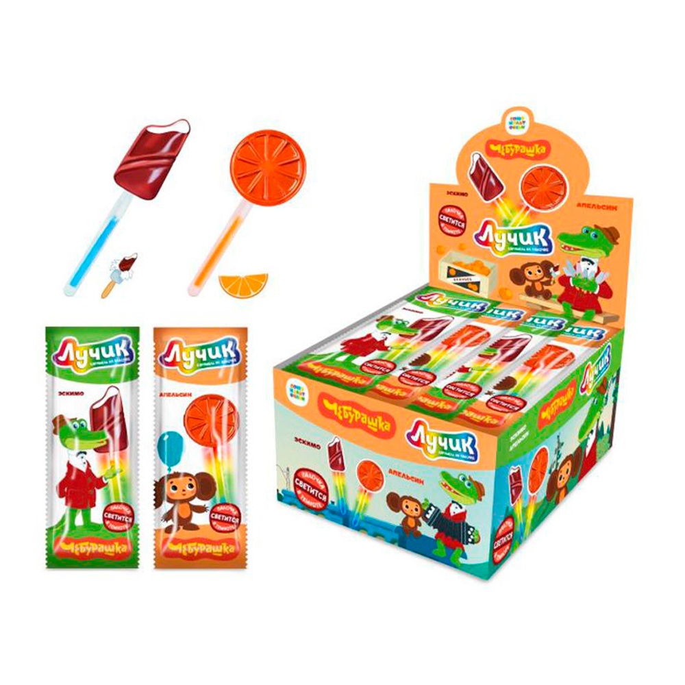 Карамель Конфитой леденцовая на светящейся палочке Лучик Чебурашка (2 вкуса) 10г