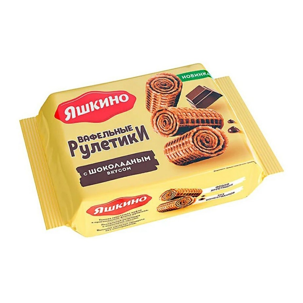 Рулетики вафельные Яшкино с шоколадным вкусом 160г; 24