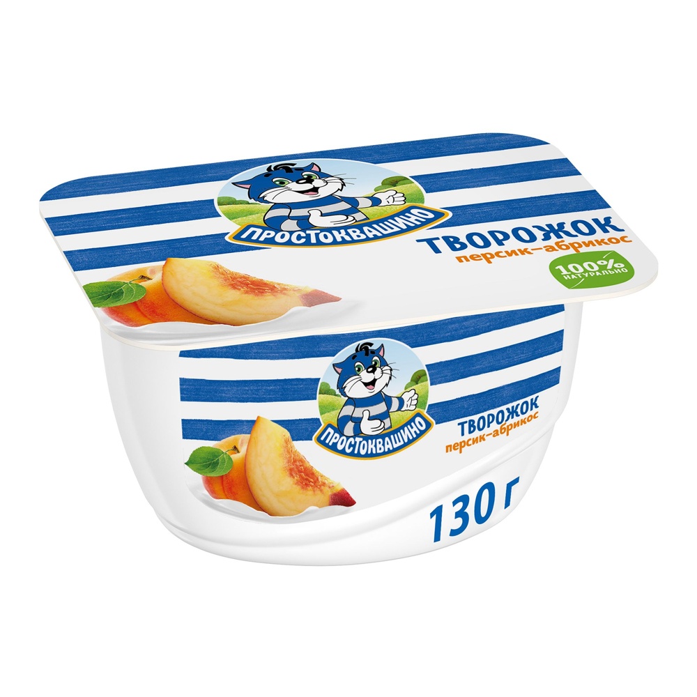 Продукт творожный Простоквашино Творожок 3,6% 130г персик-абрикос