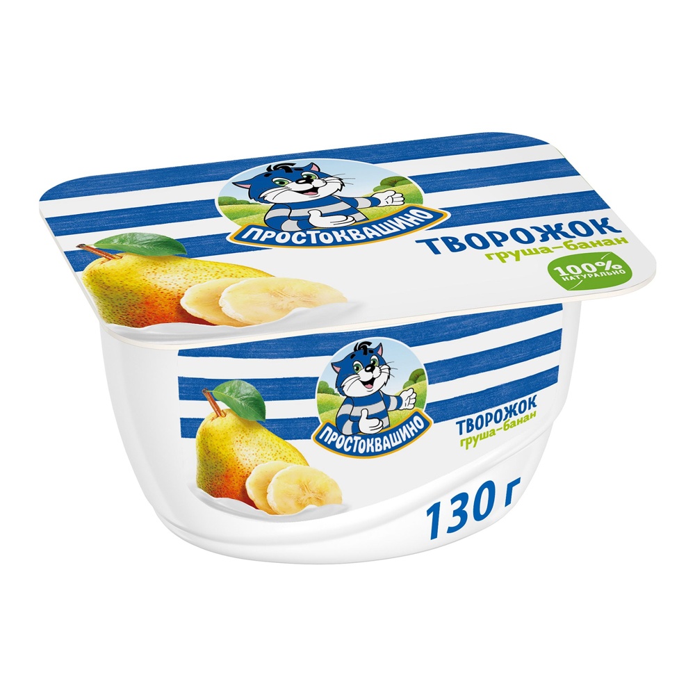 Продукт творожный Простоквашино Творожок 3,6% 130г груша-банан