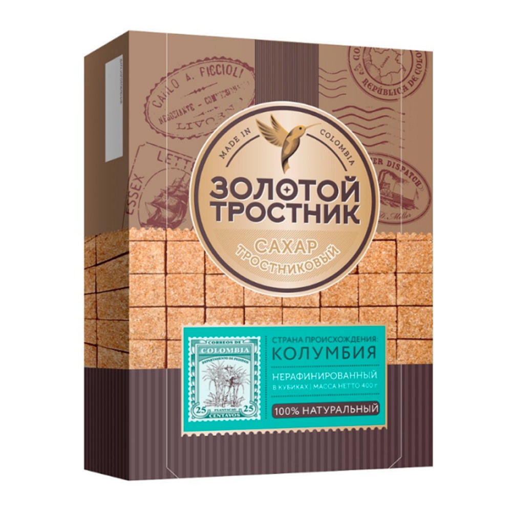 Сахар Золотой Тростник тростниковый н/раф в кубиках 400г