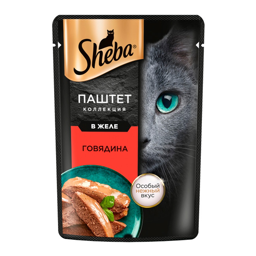 Корм для кошек Шеба Нежный паштет в желе говядина 75г