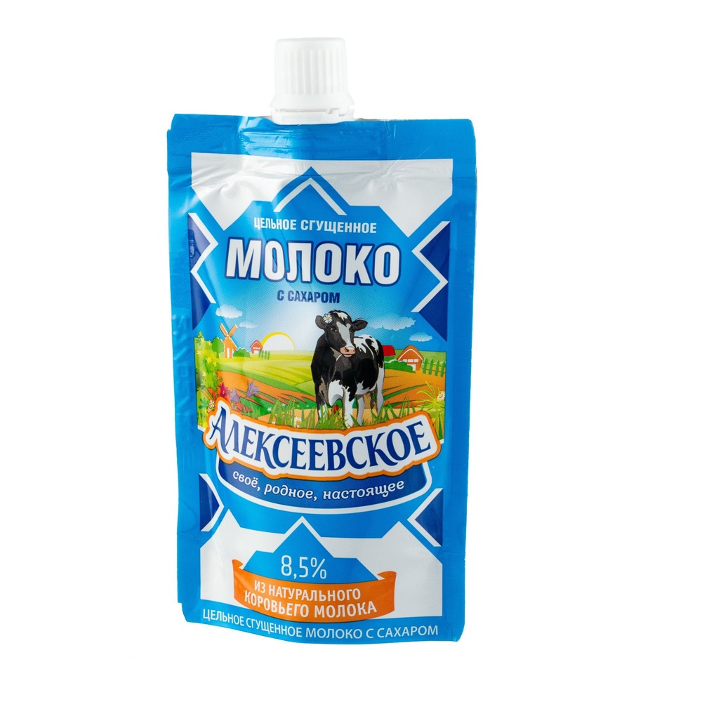 Молоко сгущенное с сахаром Алексеевское ГОСТ 8,5% 100г дой-пак с дозатором
