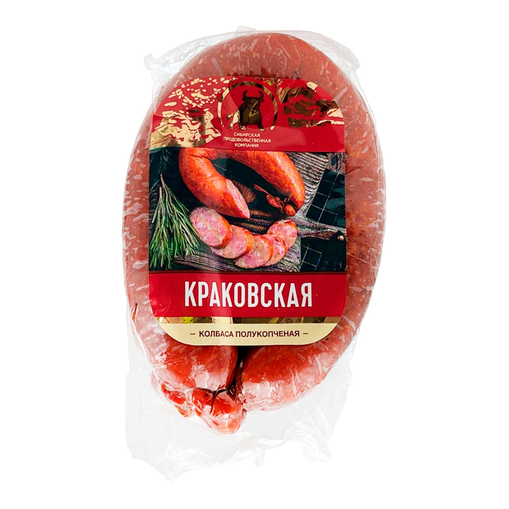 Колбаса Краковская п/к 390г в/у СПК