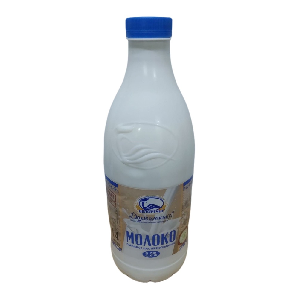 Молоко Белоречье Домашенька 2,5% 1,4л пл/б пастеризованное; 6