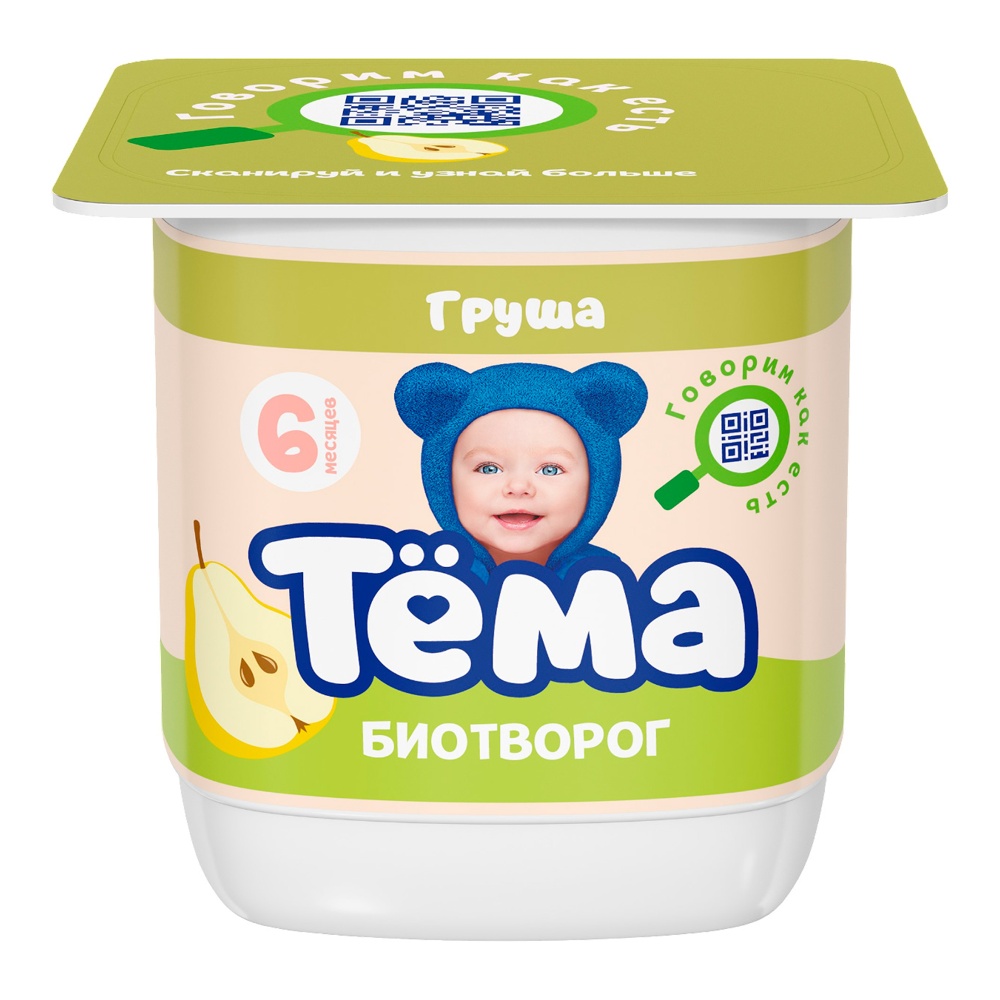 Биотворог Тема с 6мес 4% 95г груша