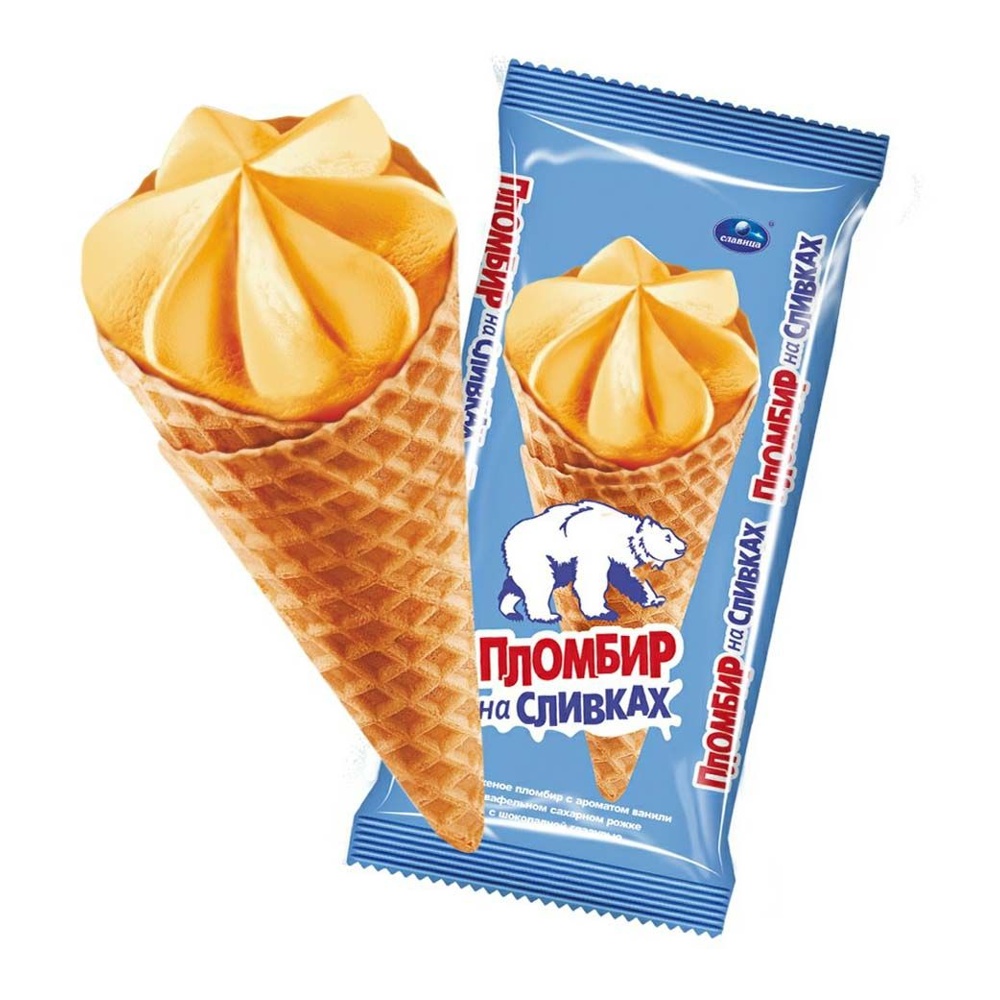 Мороженое Славица Пломбир На сливках крем-брюле 100г рожок; 20