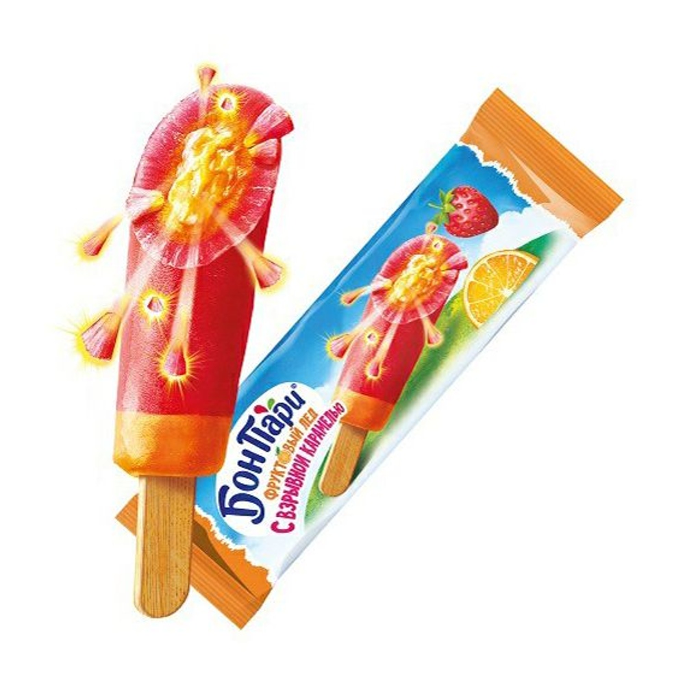 Лед фруктовый Нестле Бон Пари Взрывной ураган с взрывной карамелью 60г