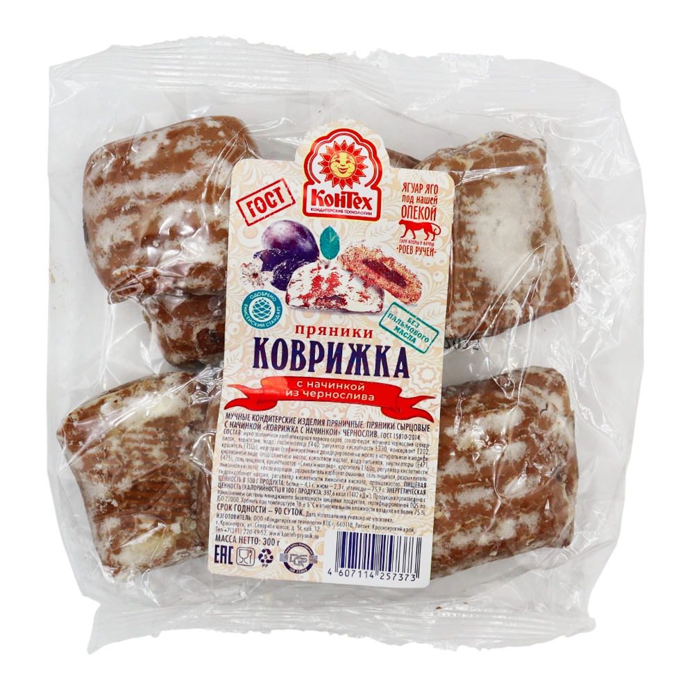 Пряники КонТех Коврижка с начинкой из чернослива 300г